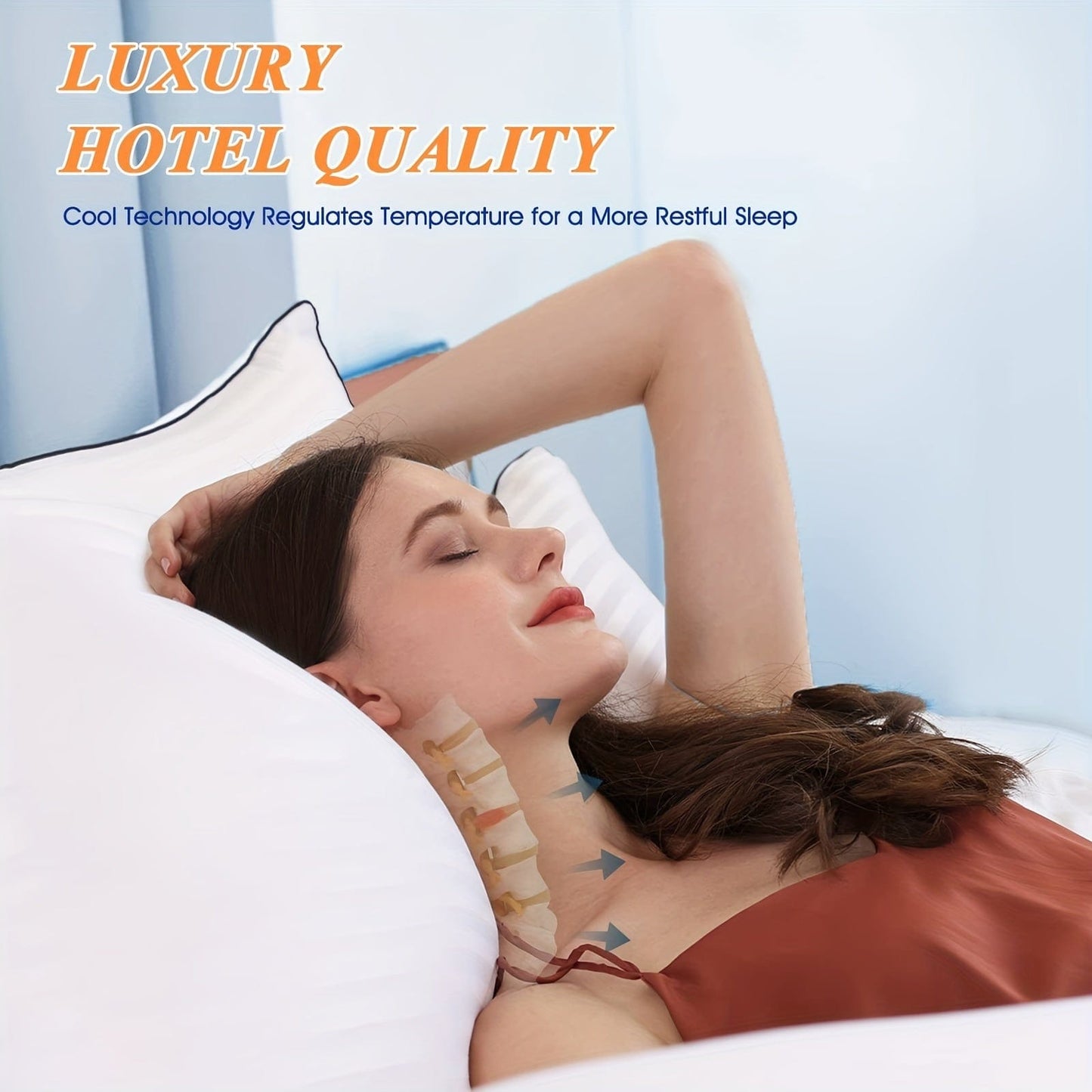 Cooling Supportive Bed Pillow - Soft Down Alternative for All Sleep Positions