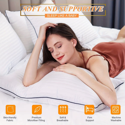 Cooling Supportive Bed Pillow - Soft Down Alternative for All Sleep Positions