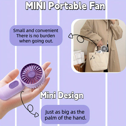 USB Rechargeable Mini Handheld Fan with 3 Speed Settings - Portable for Travel, Office, Outdoor Use