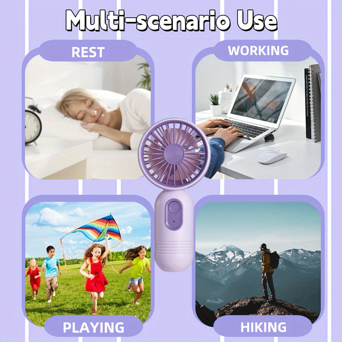 USB Rechargeable Mini Handheld Fan with 3 Speed Settings - Portable for Travel, Office, Outdoor Use