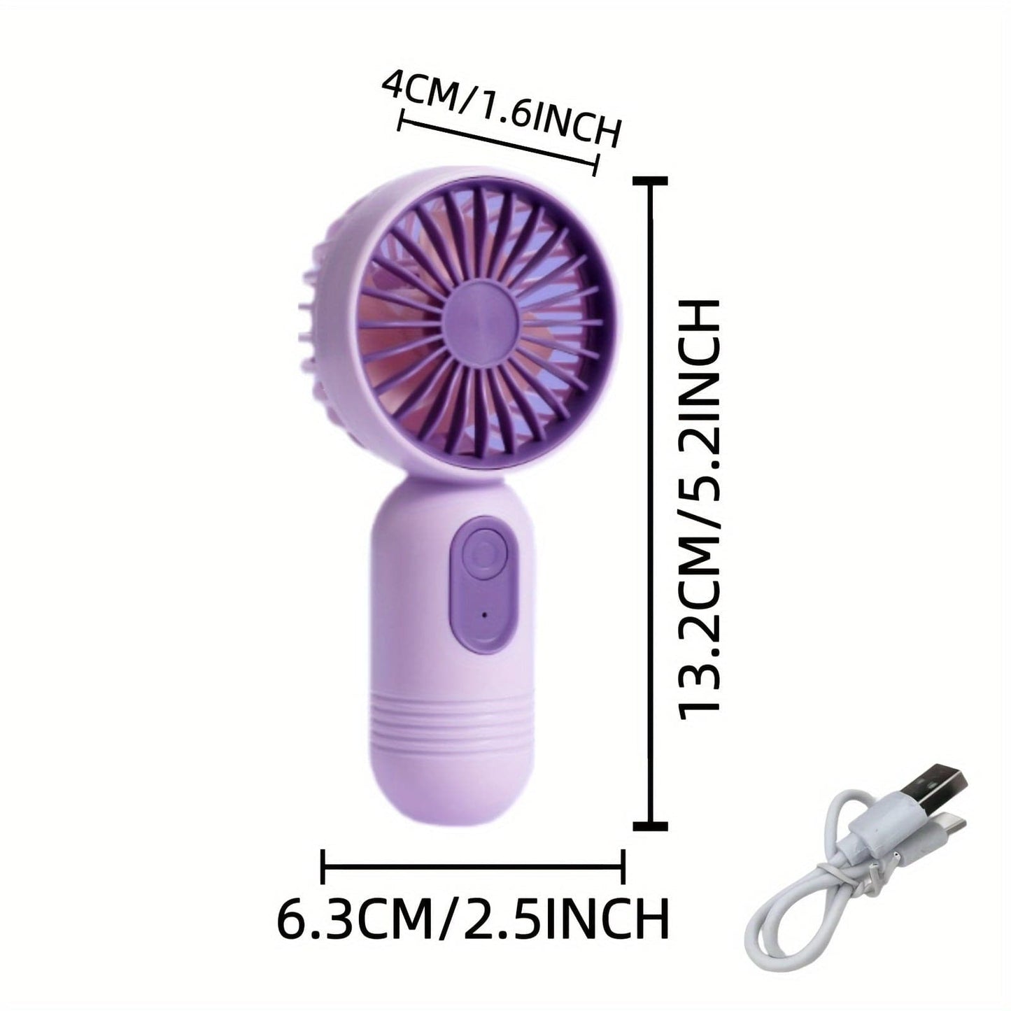 USB Rechargeable Mini Handheld Fan with 3 Speed Settings - Portable for Travel, Office, Outdoor Use