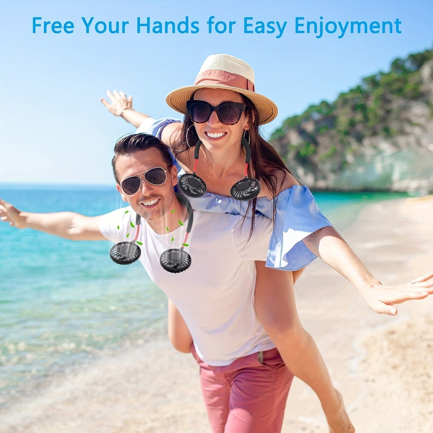 Portable Neck Fan – USB Rechargeable, Hands-Free with 360° Adjustable Speed