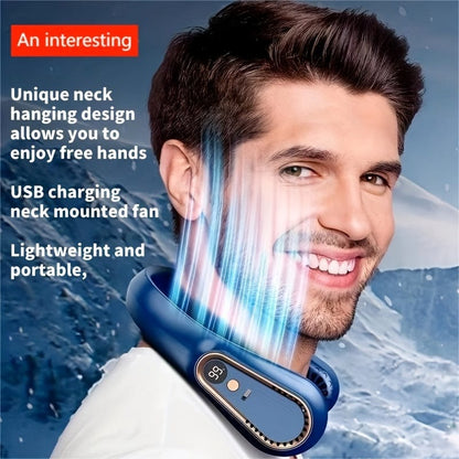 Portable Bladeless Neck Fan with USB – 5-Speed Cooler and Digital Display