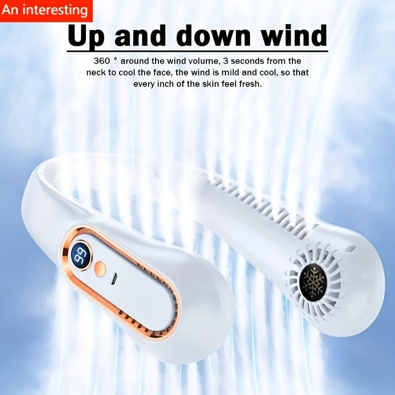 Portable Bladeless Neck Fan with USB – 5-Speed Cooler and Digital Display