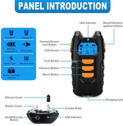 Rechargeable Waterproof Remote Dog Training Collar with Shock and Vibration for All Sizes