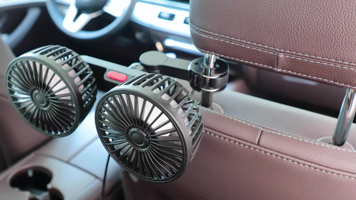 Compact Car Air Conditioner Fan, Dual-Headed 360° Rotating Cooling System