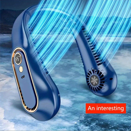 Portable Bladeless Neck Fan with USB – 5-Speed Cooler and Digital Display