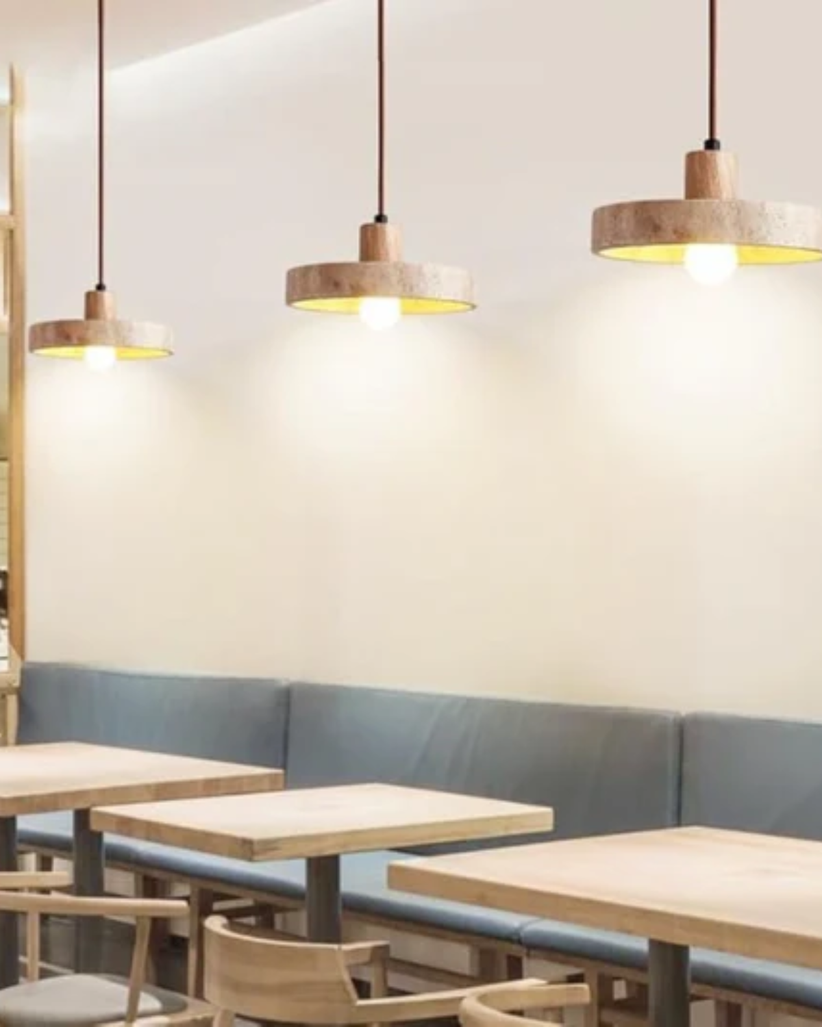 Modern Kitchen Pendant Light with Travertine Stone Appearance