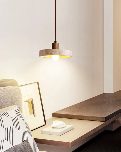 Modern Kitchen Pendant Light with Travertine Stone Appearance