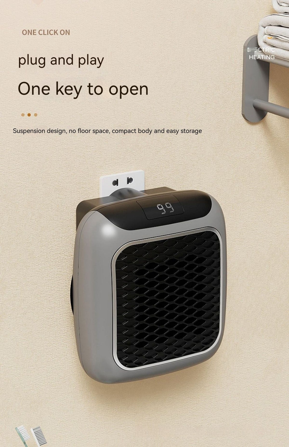 Compact Wall-Mounted Heater with Digital Controls