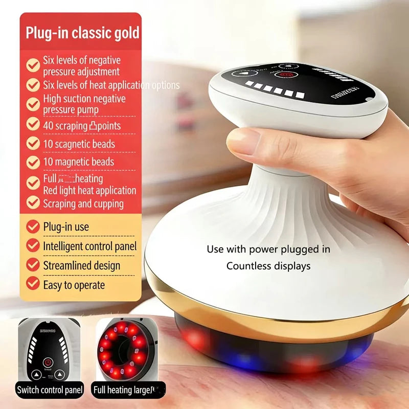 Heated Electric Cupping Massage Device for Muscle Tension Relief
