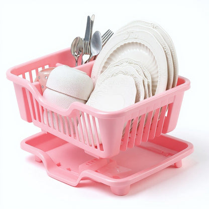 Sink Dish Drying Rack - Heavy Duty Drainer with Cup Holders and Drainboard