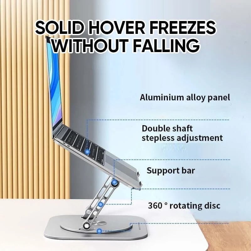 Versatile Ergonomic Laptop Riser with 360° Pivot and Foldable Design