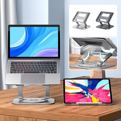 Versatile Ergonomic Laptop Riser with 360° Pivot and Foldable Design