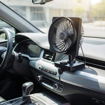 Compact Vehicle Breeze Maker with USB and 360° Flexibility