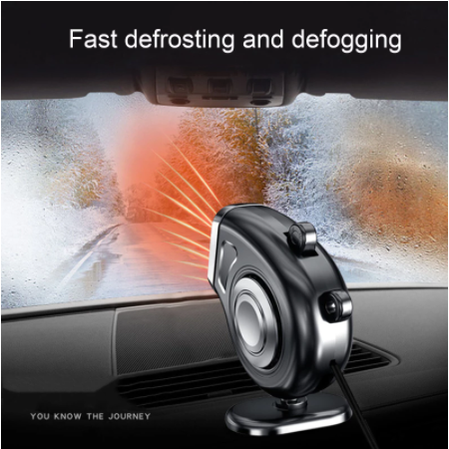 Compact Car Climate Control Heater with 12V Plug & Holder