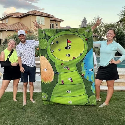 Compact Golf Chipping Challenge with Interactive Target Mat