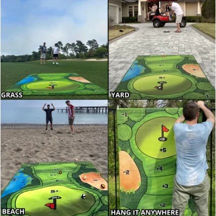 Compact Golf Chipping Challenge with Interactive Target Mat