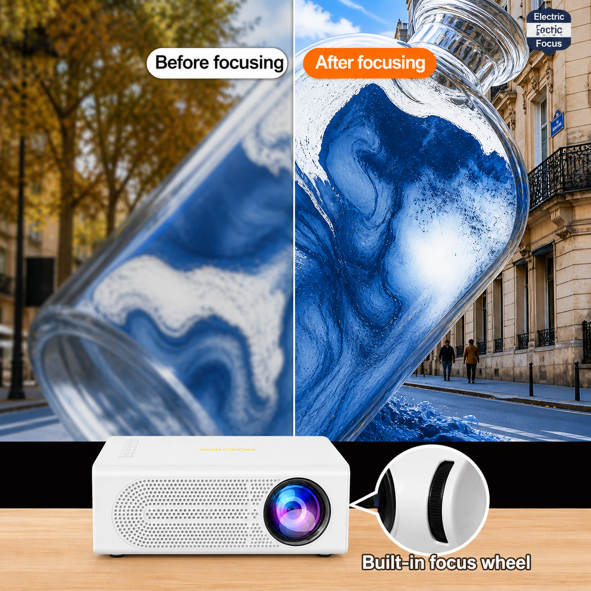Compact Home Cinema Projector with Manual Focus for Easy Setup
