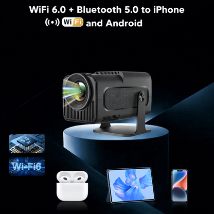 Compact Smart Projector with Remote and Adjustable Stand