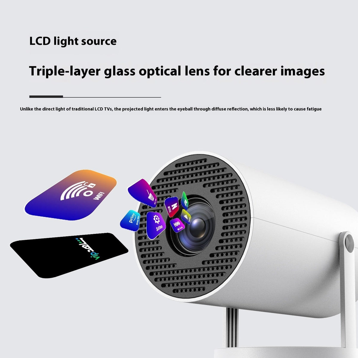 Compact Projector with Rotating Stand & Outdoor Screen