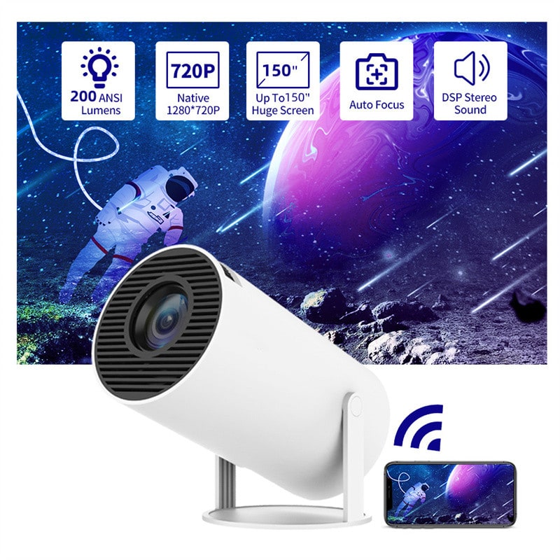 Compact Projector with Rotating Stand & Outdoor Screen