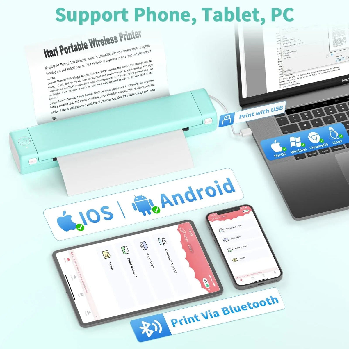 Compact Wireless Printer - Effortless Printing on the Go