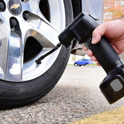 Compact Cordless Tire Pump with Rechargeable Battery and LCD Screen