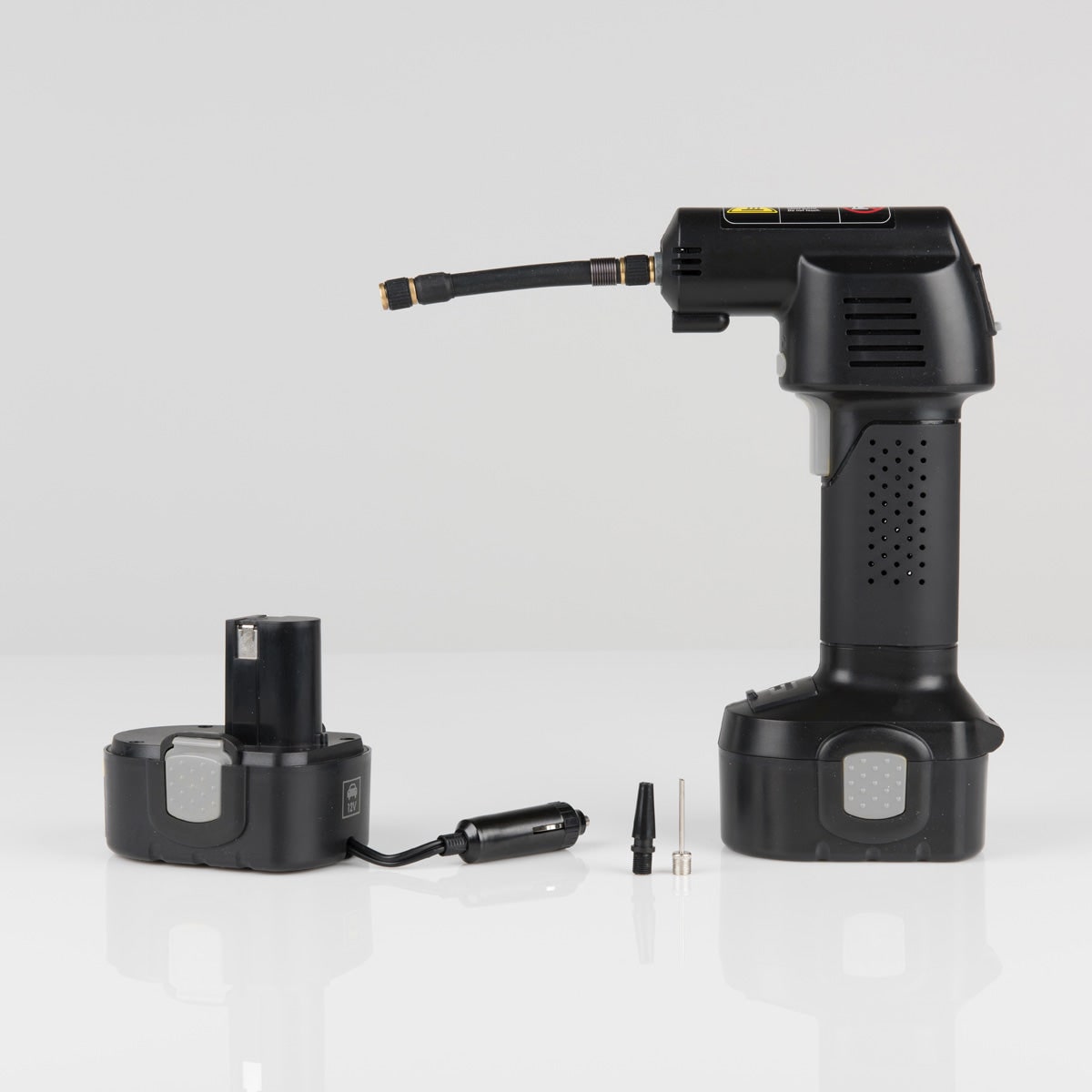 Compact Cordless Tire Pump with Rechargeable Battery and LCD Screen