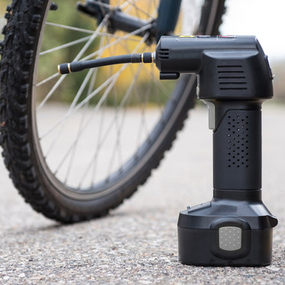 Compact Cordless Tire Pump with Rechargeable Battery and LCD Screen