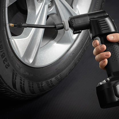 Compact Cordless Tire Pump with Rechargeable Battery and LCD Screen