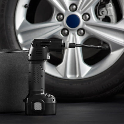 Compact Cordless Tire Pump with Rechargeable Battery and LCD Screen