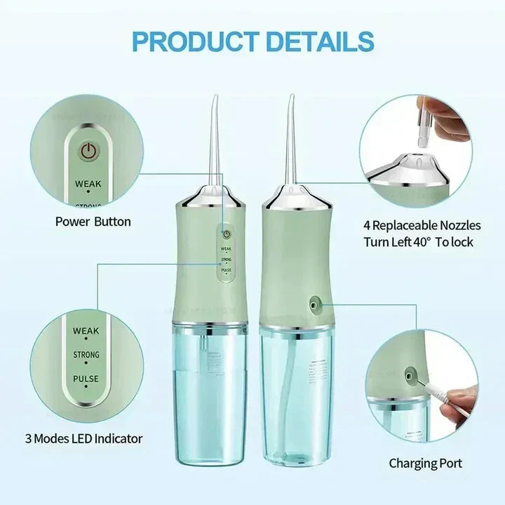 Rechargeable Wireless Water Flosser - AquaSmile for Oral Hygiene Anywhere