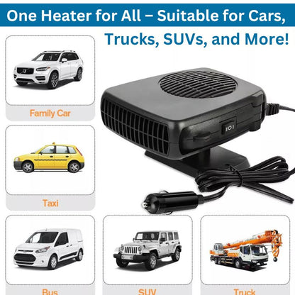 12V Portable Car Heater with 360-Degree Rotating Base