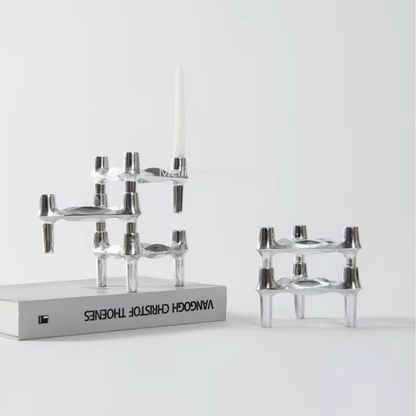 Abstract Metal Candle Holder – Unique Molecular Design Accent