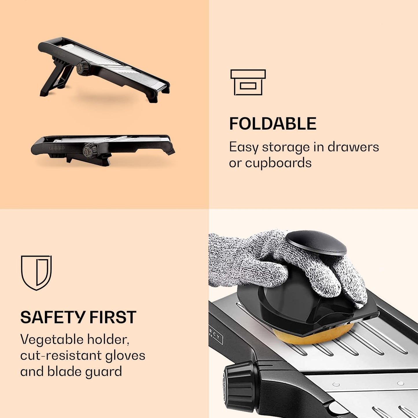 Food Slicer with Cut-Resistant Gloves Included