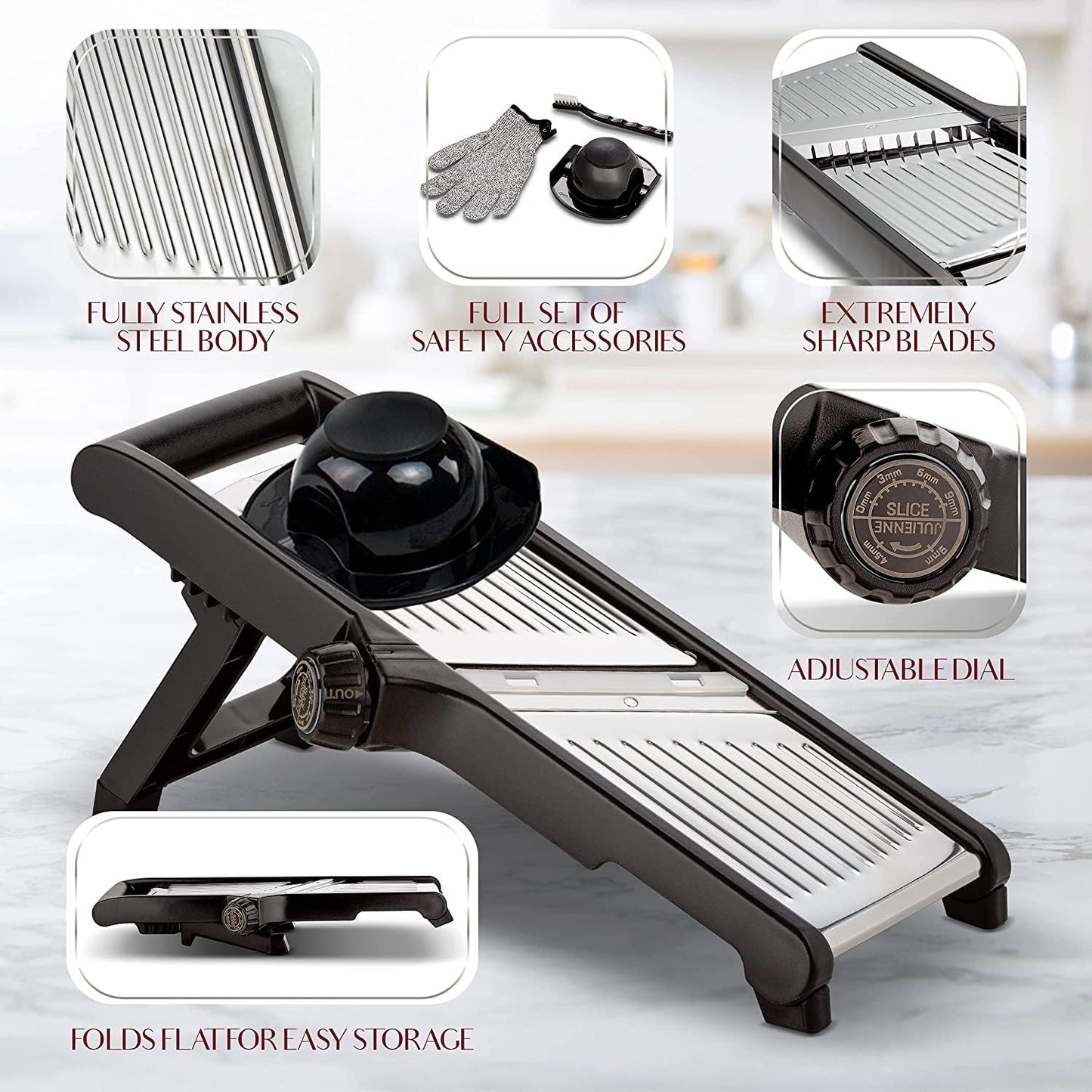 Food Slicer with Cut-Resistant Gloves Included