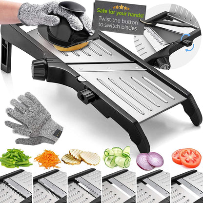 Food Slicer with Cut-Resistant Gloves Included