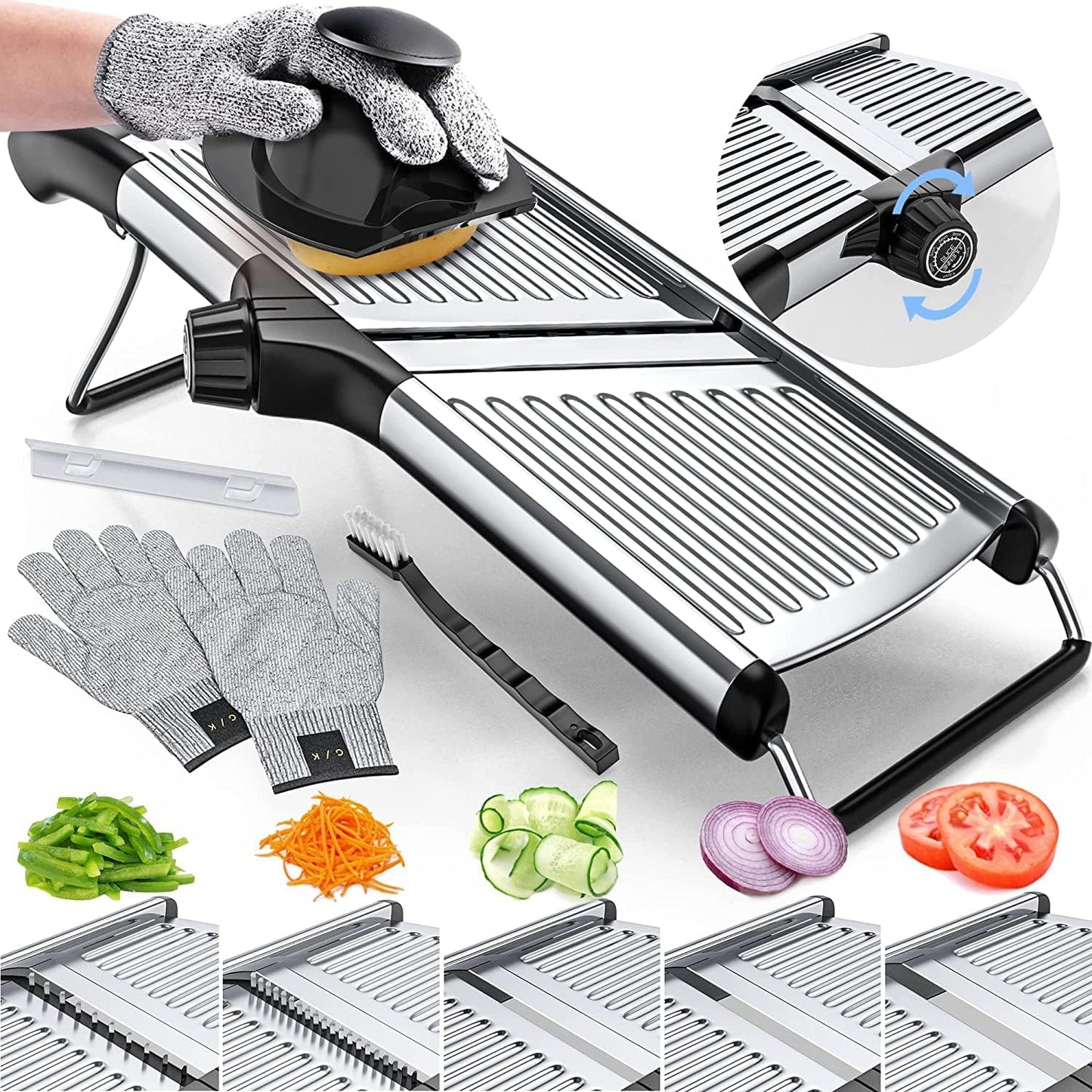 Food Slicer with Cut-Resistant Gloves Included
