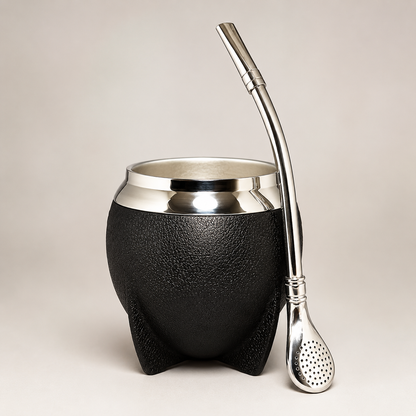 Insulated Stainless Steel Yerba Mate Cup Set with Bombilla Straw & Brush - 10oz Travel Design