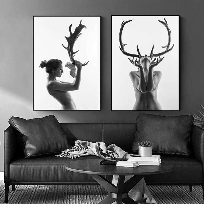 Canvas Wall Art Paintings featuring Antlers for Women