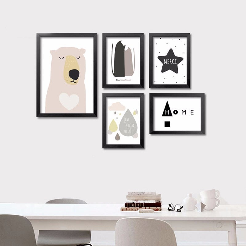 Cartoon Bear Canvas Art Print - Wall Decor Painting