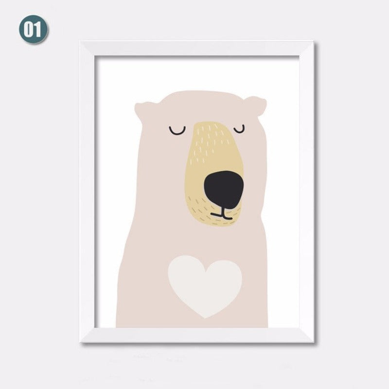 Cartoon Bear Canvas Art Print - Wall Decor Painting