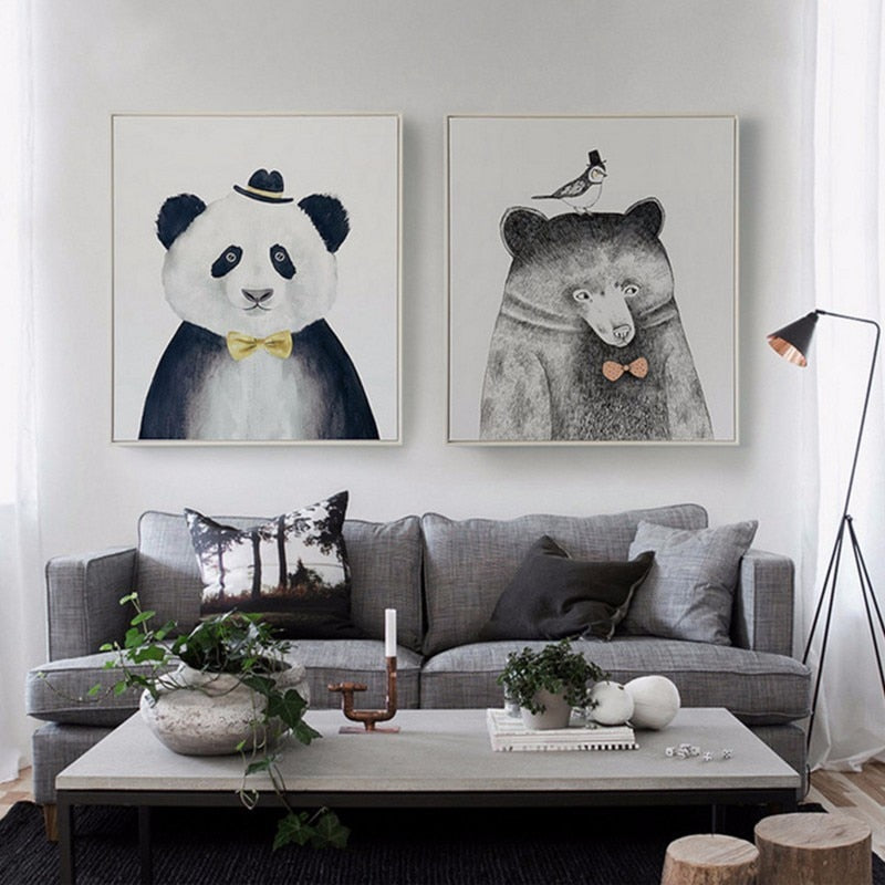 Canvas Art Print of Animal Sketches Depicting Human Figures