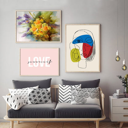 Abstract Canvas Artwork - Love Yourself Wall Decor