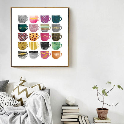 Canvas Artwork Featuring Unique Coffee Cup Designs