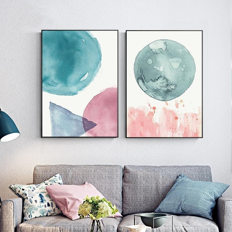 Elegant Pink and Blue Abstract Canvas Art for Modern Spaces