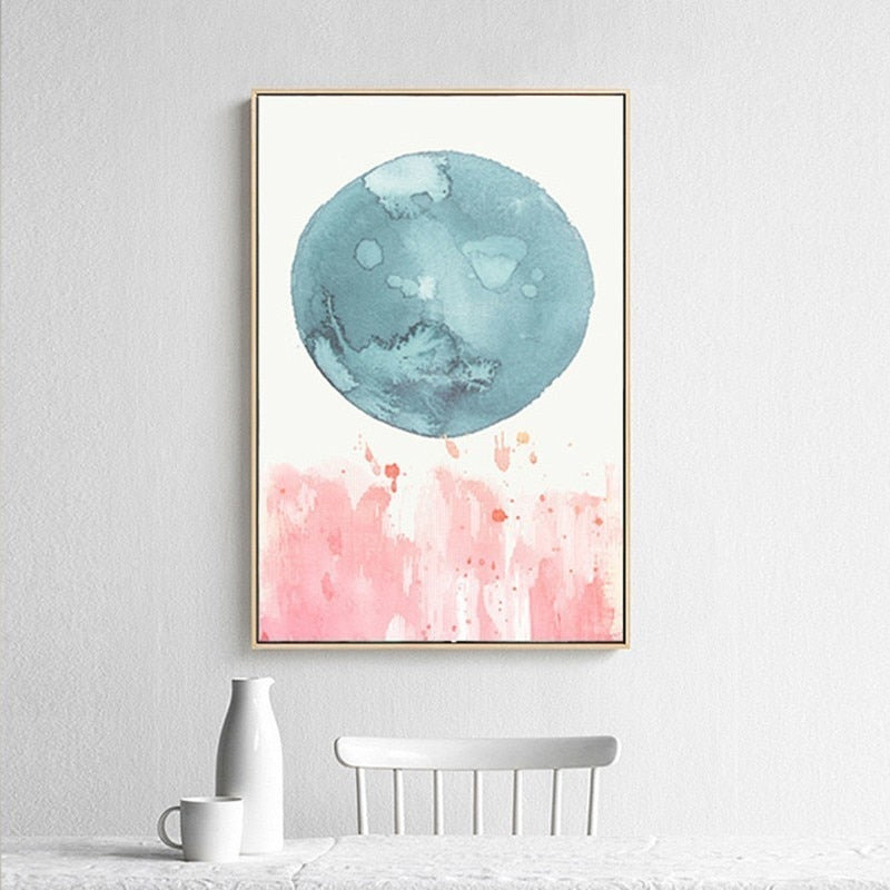 Elegant Pink and Blue Abstract Canvas Art for Modern Spaces