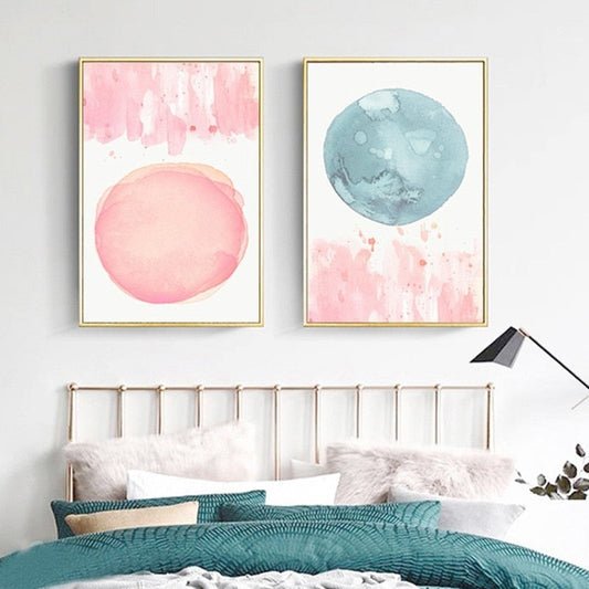 Elegant Pink and Blue Abstract Canvas Art for Modern Spaces