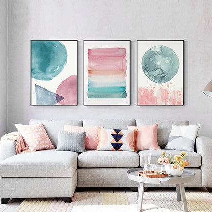 Elegant Pink and Blue Abstract Canvas Art for Modern Spaces